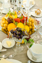 Luxury wedding party dinner table setting concept.