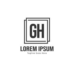 Initial GH logo template with modern frame. Minimalist GH letter logo vector illustration
