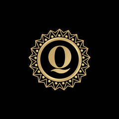 Luxury Q letter logo design vector template