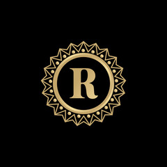 Luxury R letter logo design vector template
