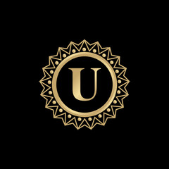 Luxury U letter logo design vector template