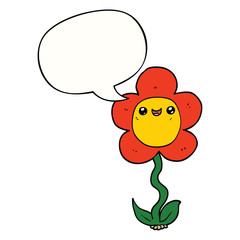 cartoon flower and speech bubble
