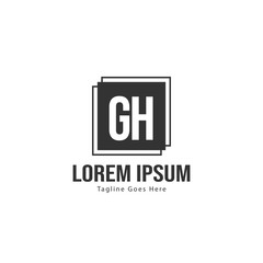 Initial GH logo template with modern frame. Minimalist GH letter logo vector illustration