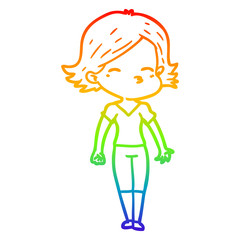 rainbow gradient line drawing cartoon woman