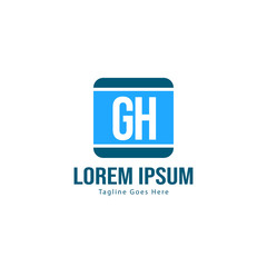 Initial GH logo template with modern frame. Minimalist GH letter logo vector illustration