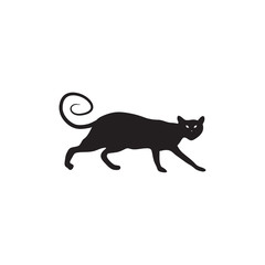 Walking cat logo design vector template