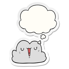 cute cartoon cloud and thought bubble as a printed sticker