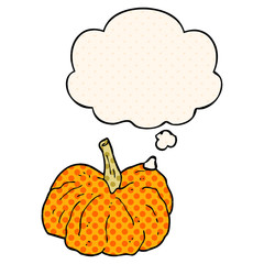 cartoon squash and thought bubble in comic book style