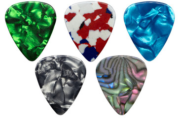 Guitar picks isolated on a white background.