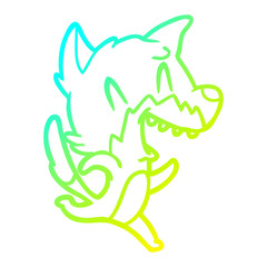 cold gradient line drawing laughing fox running away