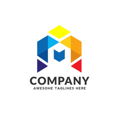 creative colorful homes real estate logo, abstract Property and Construction Logo design Vector