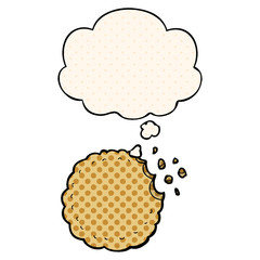 cartoon cookie and thought bubble in comic book style
