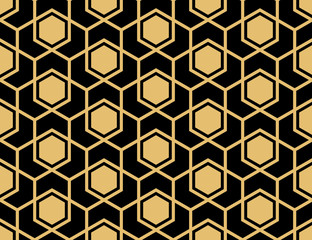 Abstract geometric pattern. A seamless vector background. Gold and black ornament. Graphic modern pattern. Simple lattice graphic design