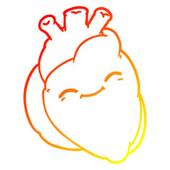 warm gradient line drawing cartoon happy heart