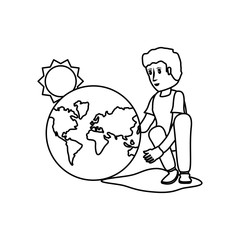 Isolated planet and avatar man design