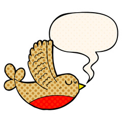 cartoon bird and speech bubble in comic book style