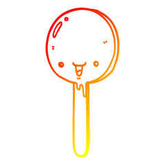 warm gradient line drawing cartoon candy lollipop