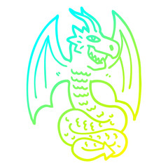cold gradient line drawing cartoon dragon