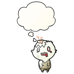 cartoon zombie and thought bubble in smooth gradient style