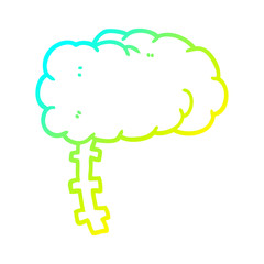 cold gradient line drawing cartoon brain