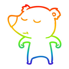 rainbow gradient line drawing happy cartoon bear