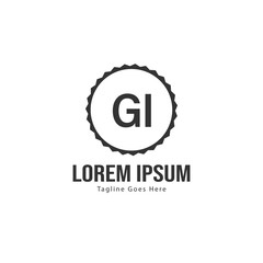 Initial GI logo template with modern frame. Minimalist GI letter logo vector illustration
