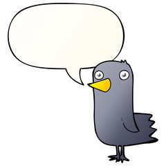 cartoon bird and speech bubble in smooth gradient style