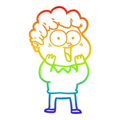 rainbow gradient line drawing cartoon happy man