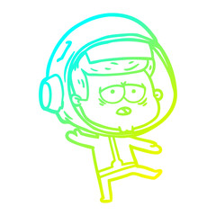 cold gradient line drawing cartoon tired astronaut