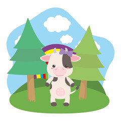 Cow cartoon with bowtie design