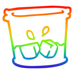 rainbow gradient line drawing cartoon drink in tumbler