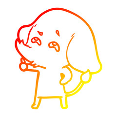 warm gradient line drawing cartoon elephant remembering