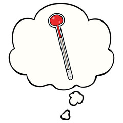 cartoon thermometer and thought bubble