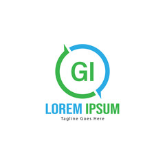 Initial GI logo template with modern frame. Minimalist GI letter logo vector illustration
