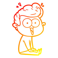 warm gradient line drawing cartoon staring man