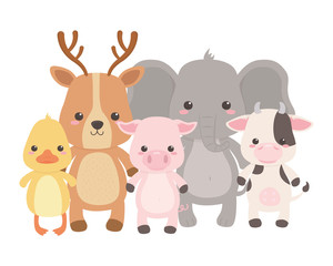 Reindeer elephant duck pig and cow design