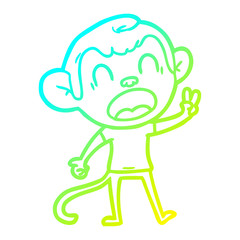 cold gradient line drawing shouting cartoon monkey