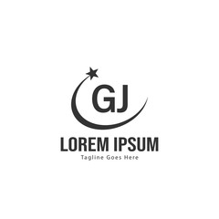 Initial GJ logo template with modern frame. Minimalist GJ letter logo vector illustration