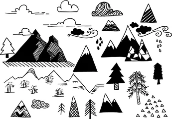 Papier Peint photo Lavable Montagnes Illustration de la montagne
