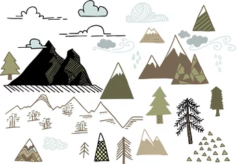 Papier Peint photo Lavable Montagnes Illustration de la montagne
