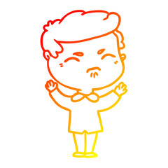 warm gradient line drawing cartoon annoyed man