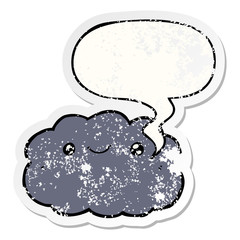 cartoon cloud and speech bubble distressed sticker