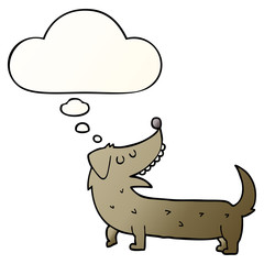 cartoon dog and thought bubble in smooth gradient style