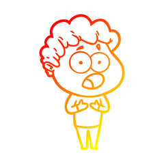 warm gradient line drawing cartoon man gasping in surprise