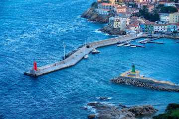 Isola del Giglio Porto Harbour Aerial View