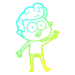 cold gradient line drawing cartoon staring man