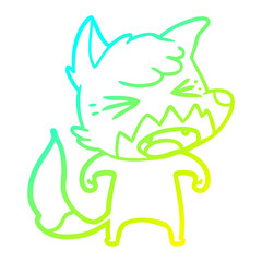 cold gradient line drawing angry cartoon fox