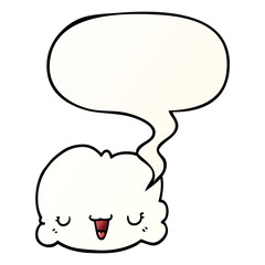 cute cartoon cloud and speech bubble in smooth gradient style