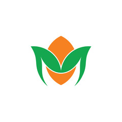 letter m simple curves lemon leaf logo vector