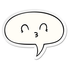 happy cartoon face and speech bubble sticker